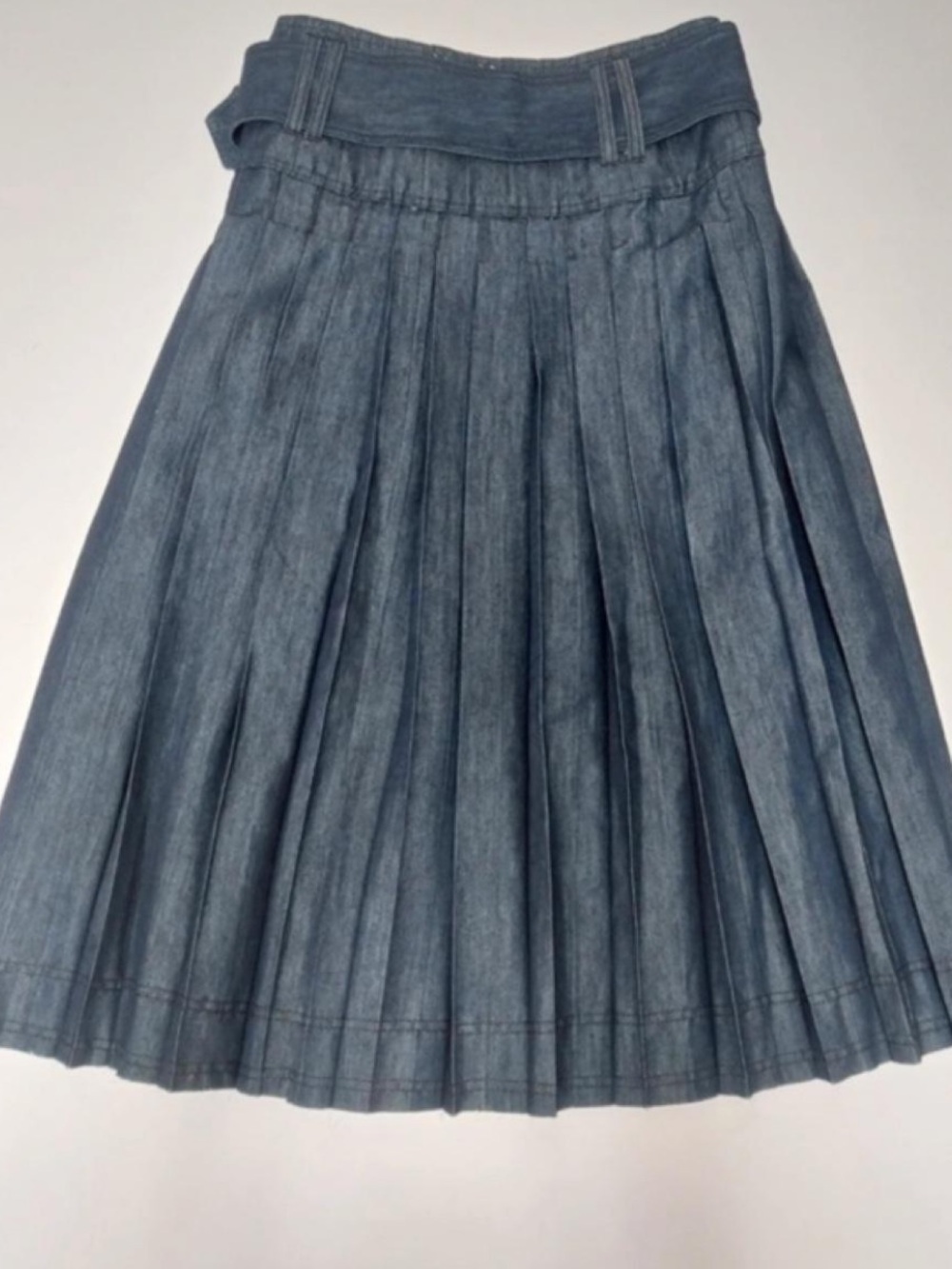 Pilcro Dark Blue Button-Front Pleated Midi Skirt - Picture 3 of 5